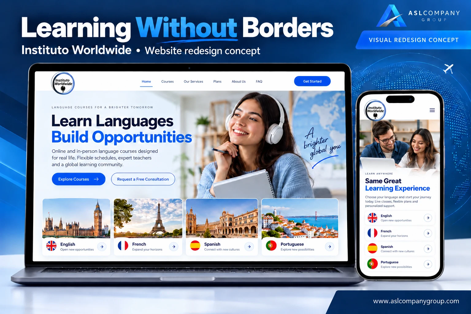 Instituto Worldwide: connecting discovery to enquiry — Visual redesign concept — illustrative image